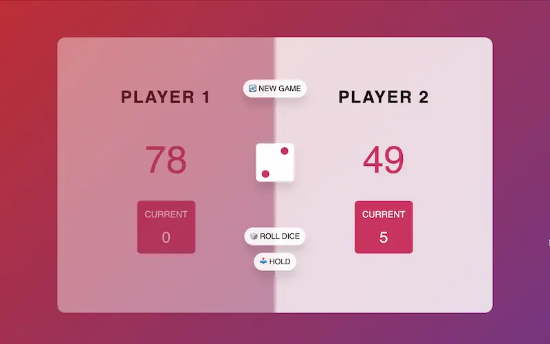 Dice game built with JavaScript displaying random dice rolls for two players